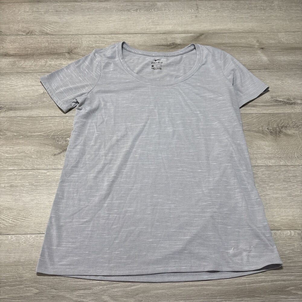 Nike Dri-FIT Scoop Neck Heather Gray Women's Stretch Performance Top Medium
